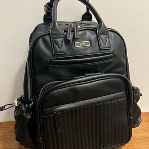 JuJuBe Million Pockets Bag, Black, Large Diaper Bag Backpack for Mom